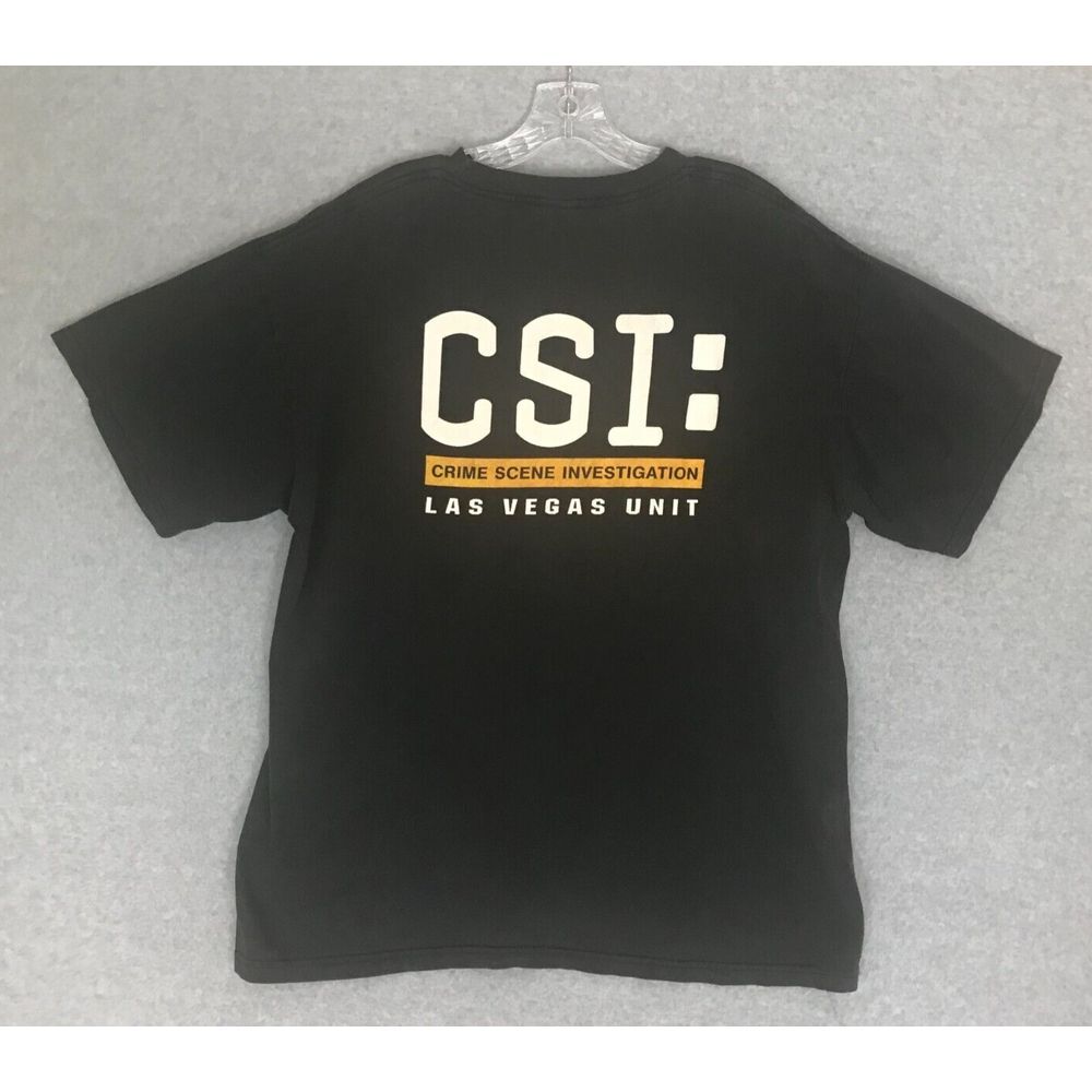 CSI Las Vegas Unit T Shirt Mens Large Navy‎ Black Short Sleeve Double Sided READ